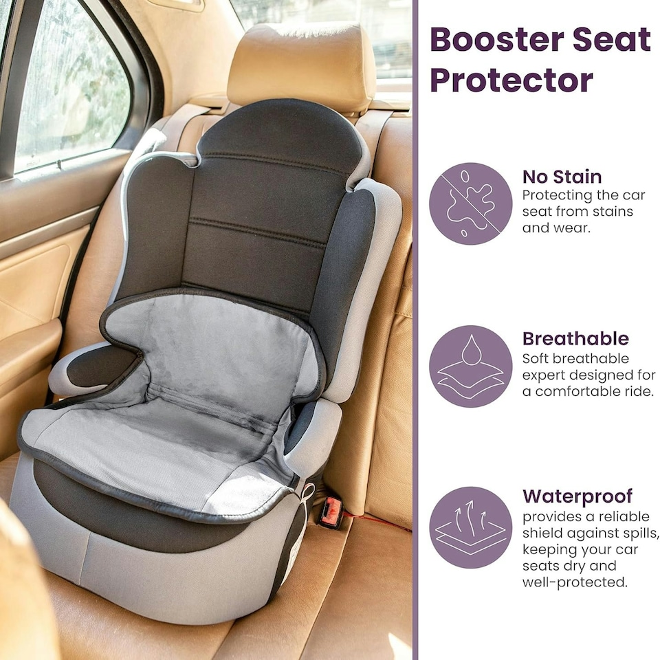 image 1 of Potty Training Car Seat Protector Cover for Spills, Nappy Leaks, and Accidents - No Bucklehole Grey