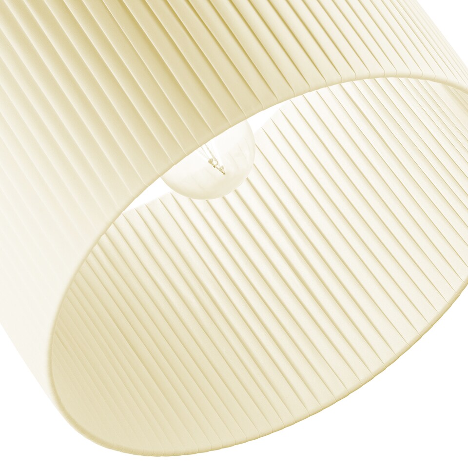 image 1 of Contemporary Designer Double Pleated Cream Cotton Fabric 12 Drum Lamp Shade | Cream | 12"