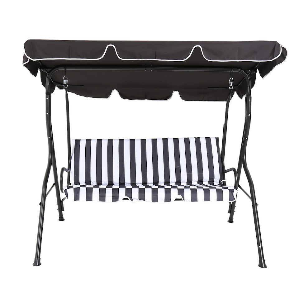image 1 of Charles Bentley 2-3 Seater Garden Patio Swing Seat Hammock Chair - Grey Striped