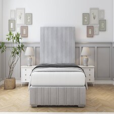 Sloomy Langston Silver Naples Bed Frame With Mattress With 50" Upholstered Headboard 5' King