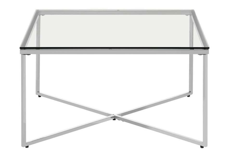 image 1 of Allure Silver Finish Cross Base Coffee Table