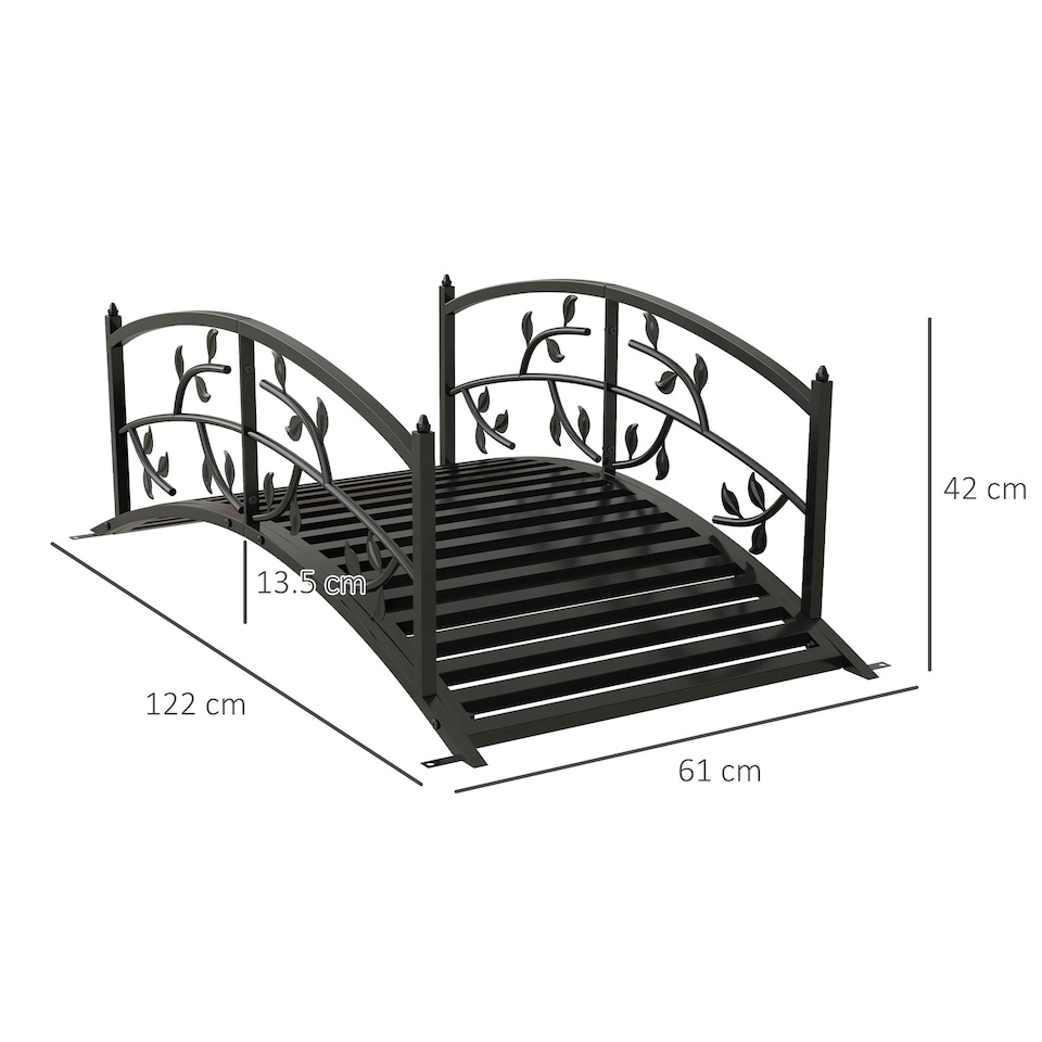 image 1 of Outsunny 1.2M Classic Arch Bridge for Ponds Creeks Streams Borders, Black