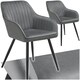 image 1 of Chair Marilyn - velvet look, quilted, continuous backrest, slim steel legs - Set of 2 Grey | Grey/Black