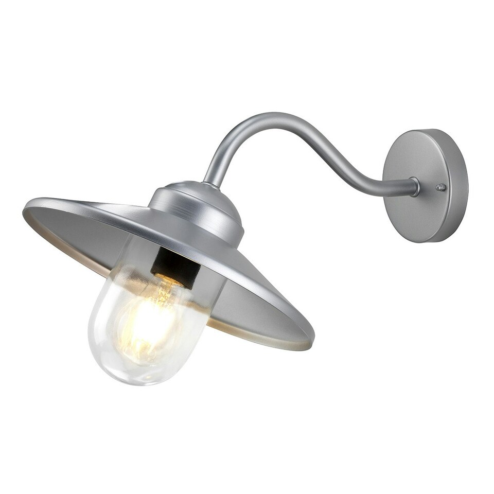 image 1 of Klampenborg 1 Light Outdoor Fisherman Dome Wall Lantern Light Silver IP44, E27