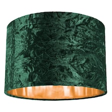 Modern Green Crushed Velvet 12" Table/Pendant Lamp Shade with Shiny Copper Inner | Green | Forest Green | 1