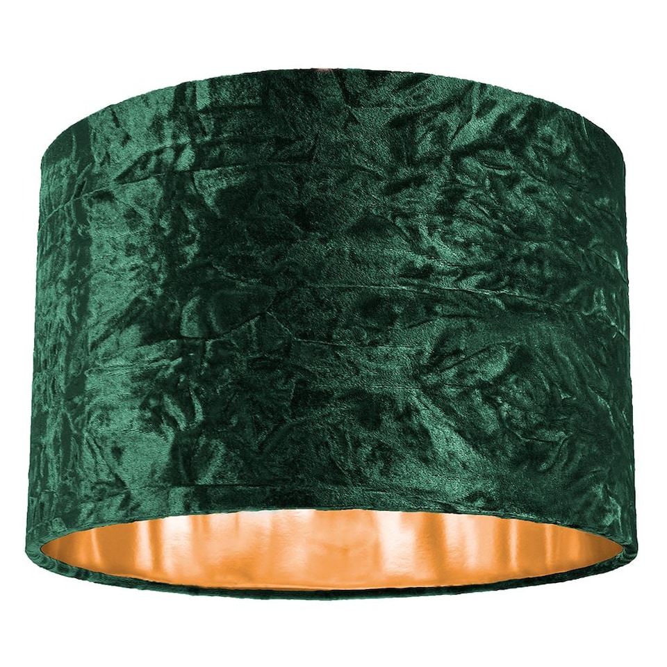 image 1 of Modern Green Crushed Velvet 12" Table/Pendant Lamp Shade with Shiny Copper Inner | Green | Forest Green | 1