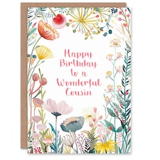 Cousin Happy Simple Elegant Wildflower Meadow Plants Flowers Her Birthday Card