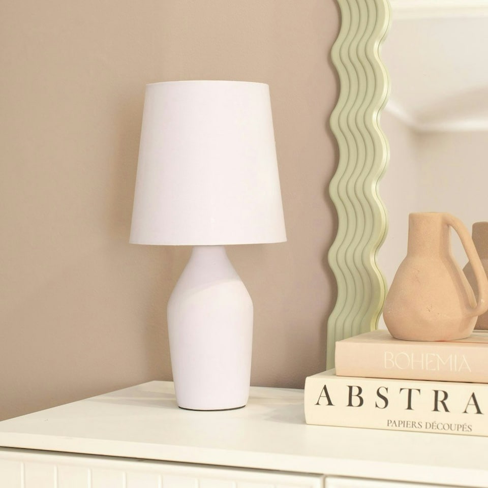 image 1 of ValueLights Arlo Lilac Ceramic Table Lamp with Lilac Shade with LED Bulb