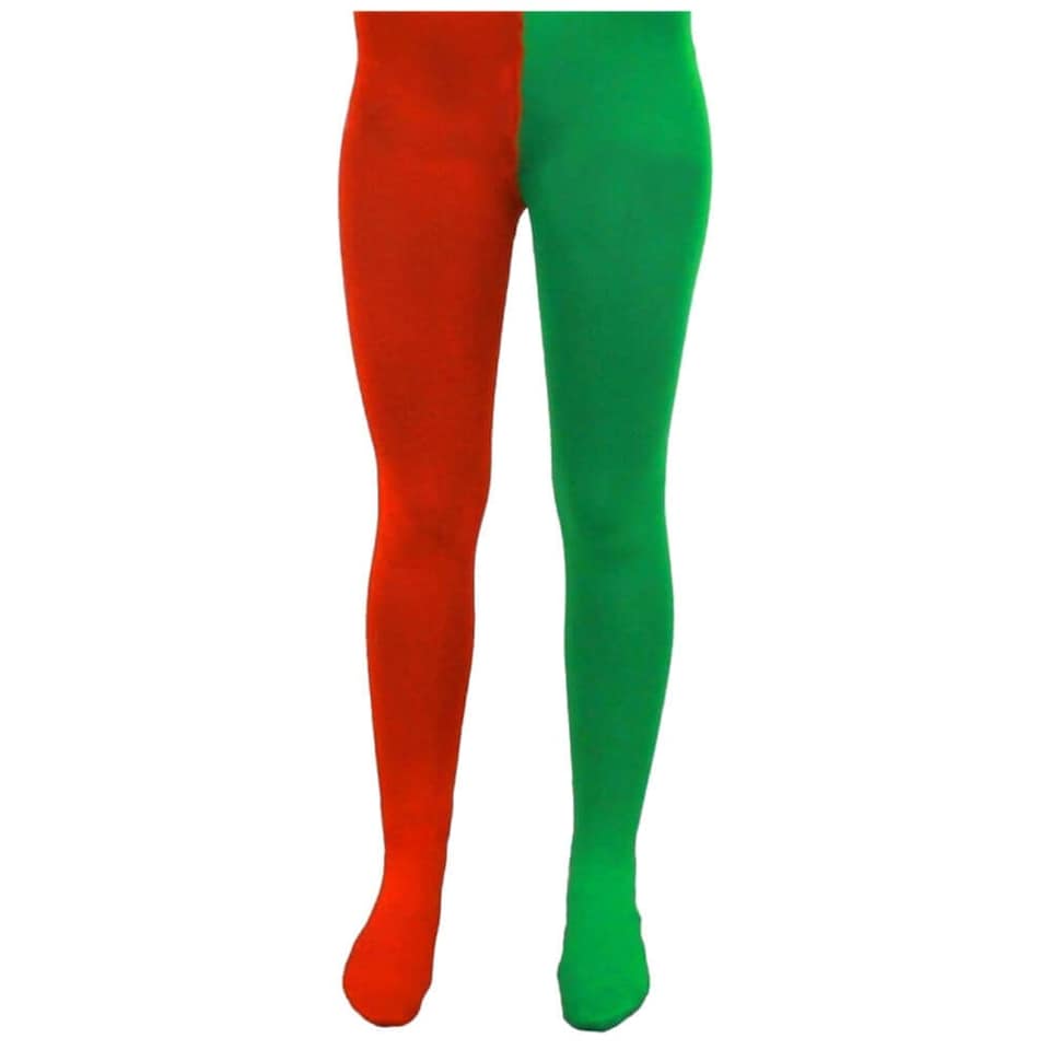 image 1 of Red and Green Elf Christmas Tights Multi | M