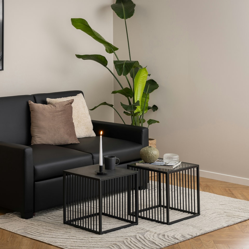 image 1 of Strington Side Table in Black with Glass Top