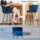 image 3 of HOMCOM Bar Stools Set of 2, Modern Velvet-Feel Barstools with Petal Backrest and Footrest, Upholstered Breakfast Bar Chairs with Metal Legs for Kitchen Island Counter, Dining Room, Dark Blue | Blue | Dark Blue | 2