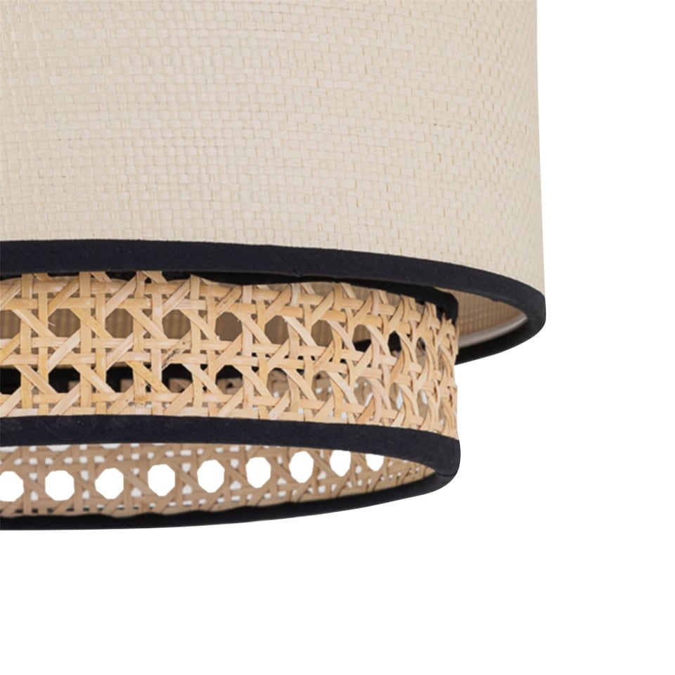 image 1 of Set of 2 Koral - Natural Rattan and Cane 25 cm Easy Fit Two Tier Pendant Shades | Cream | Medium | 2
