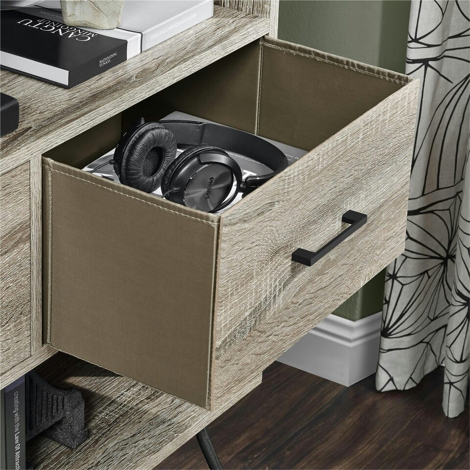 image 1 of Landon Bookcase with 4 Drawers Grey Oak Look Grey | GREY OAK