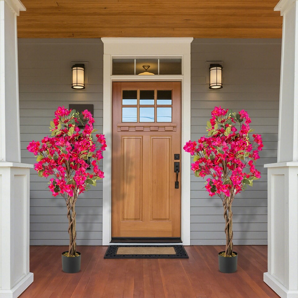 image 1 of COSTWAY 120cm Artificial Bougainvillea Tree Plant Rose Red | One Size