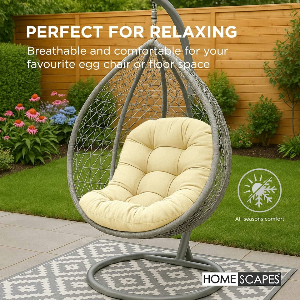 image 1 of Homescapes Cream Round Egg Chair Swing Cushion