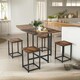 image 2 of 5-Piece Dining Table And Square Stool Set Kitchen Rustic Brown Brown
