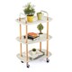 image 1 of 3 Tier Beech Wood & Plastic Serving Storage Trolley Food Drinks Cart on Wheels | White | White | 3 Tier | 1