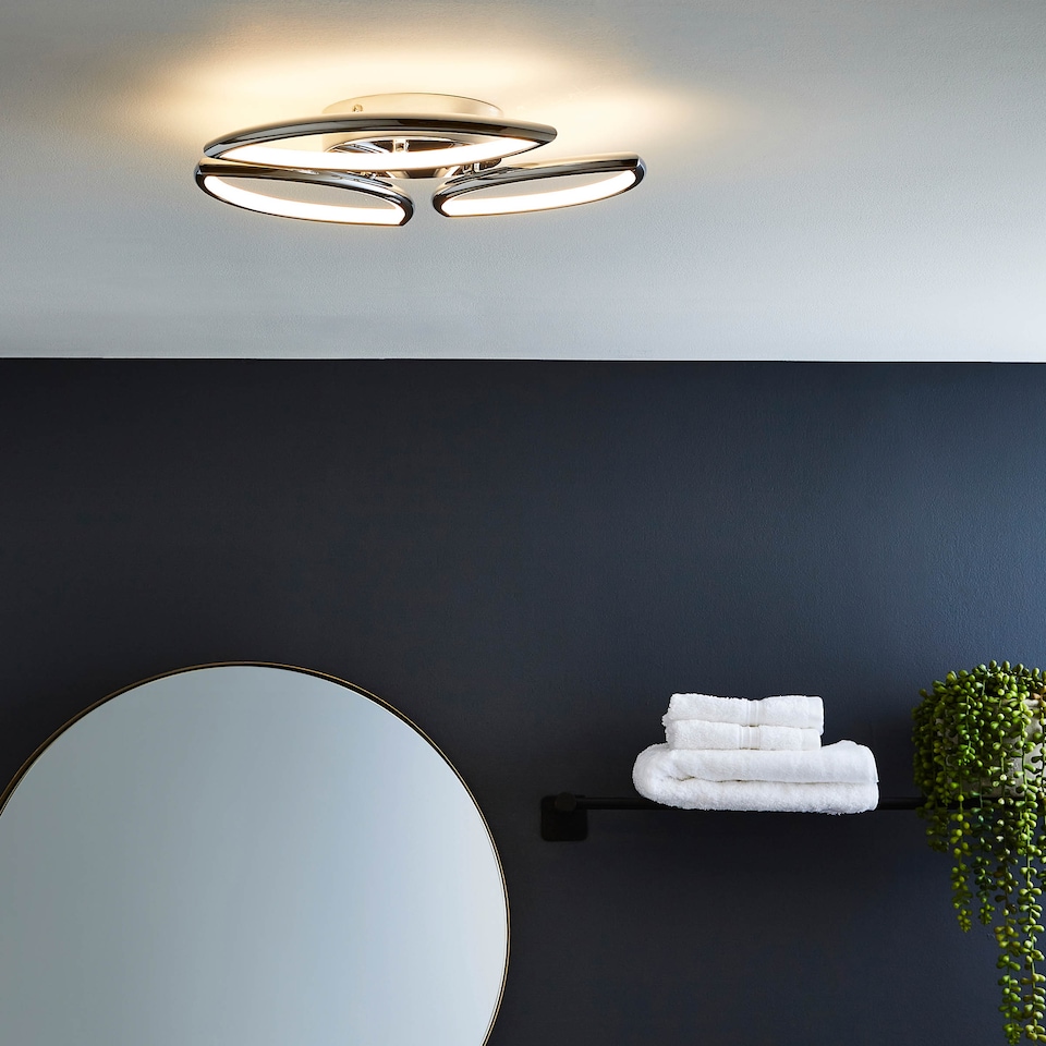 image 1 of BHS Karly LED Bathroom Flush Ceiling Light, Chrome