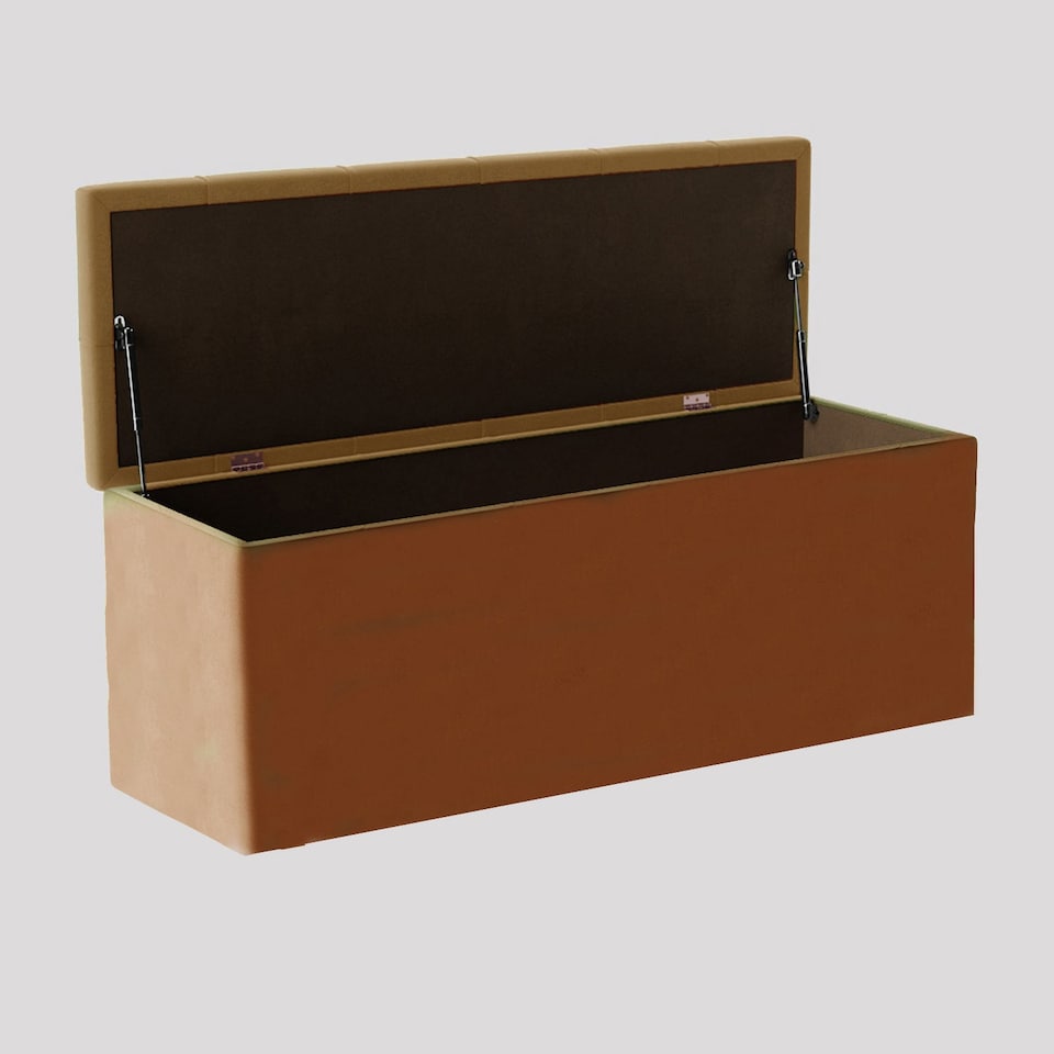 image 1 of 90cm Luna Chesterfield Ottoman Storage Box - Mink Plush Velvet Upholstered Blanket Box