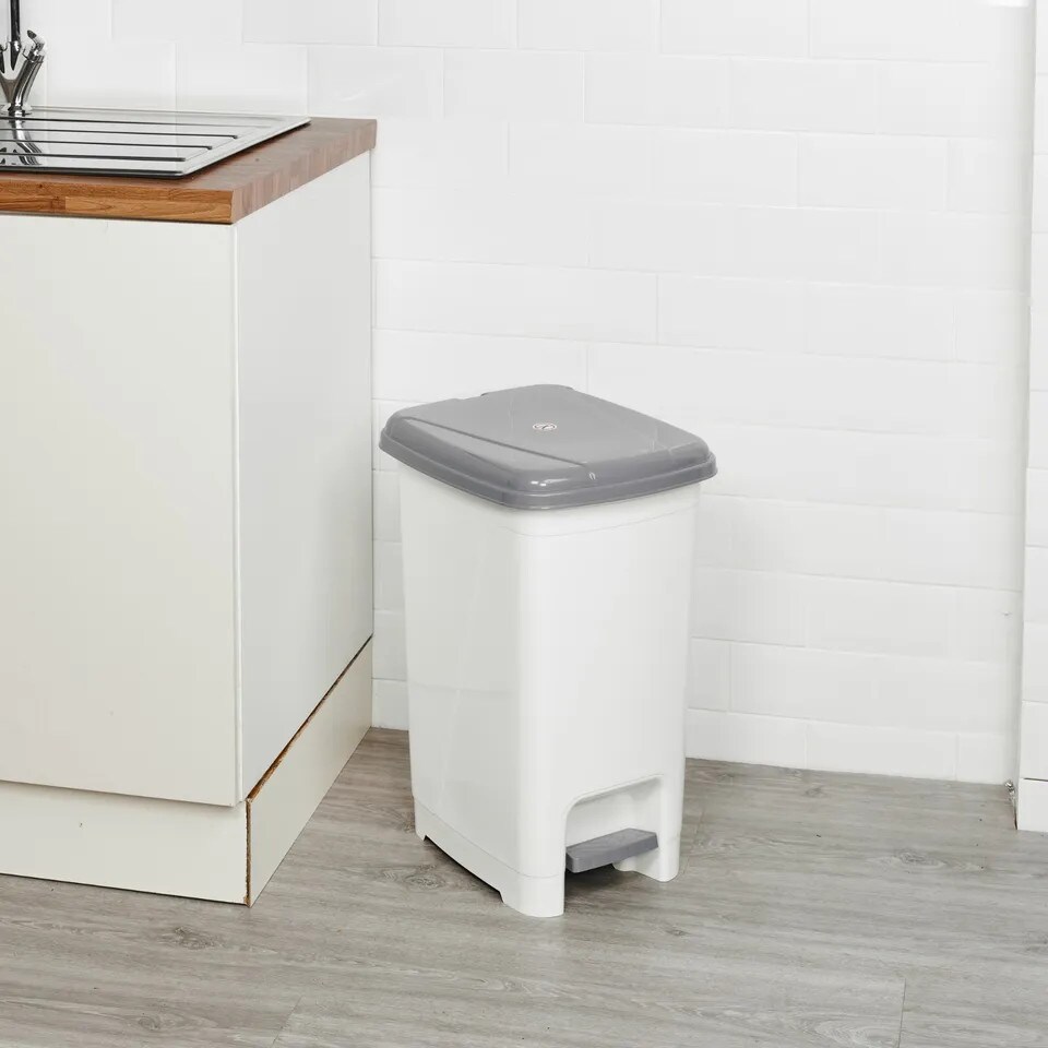 image 1 of 40L Slim Pedal Waste Bin Insert Step On Lid | White | 1
