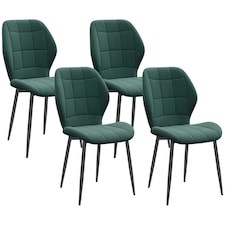 HOMCOM Modern Style Kitchen Chairs Set of 4 with Flannel Upholstered