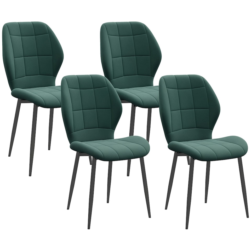 image 1 of HOMCOM Modern Style Kitchen Chairs Set of 4 with Flannel Upholstered