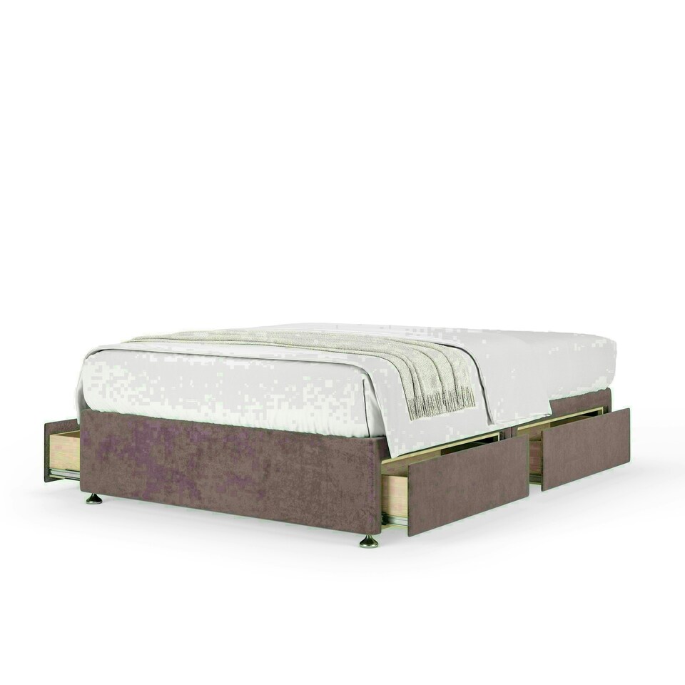 Mauve Naples Velvet 4 Drawer Divan Base King Size