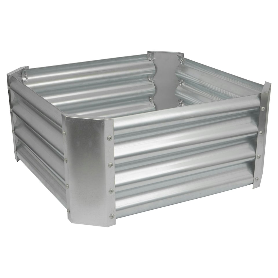 image 1 of Harbour Housewares Square Galvanised Steel Raised Garden Bed - 60cm x 60cm - Silver N/A