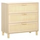 image 1 of HOMCOM Rattan Bedroom Chest of Drawers, 3 Drawers Storage Unit, Boho Dresser for Living Room, Hallway, Natural