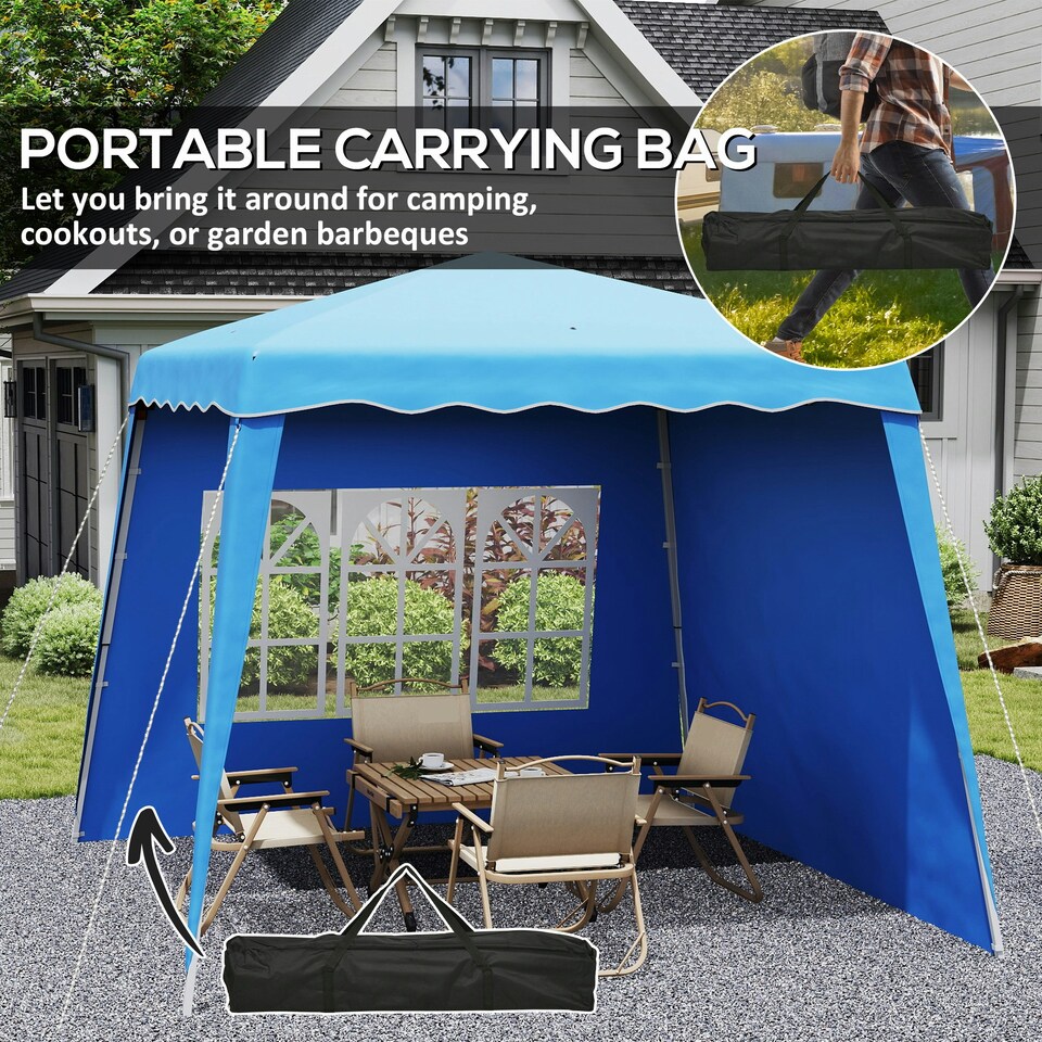 image 1 of Outsunny 2.4 x 2.4m UV50+ Pop Up Gazebo Canopy Tent with Carry Bag, Blue