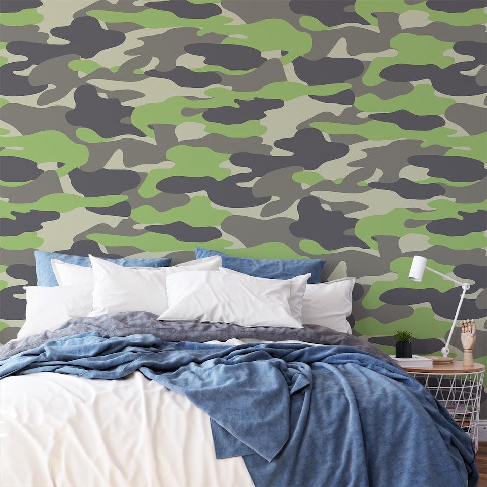 image 1 of Camouflage Wallpaper Army Camo Brown Grey Green Children Teenager Boys Debona