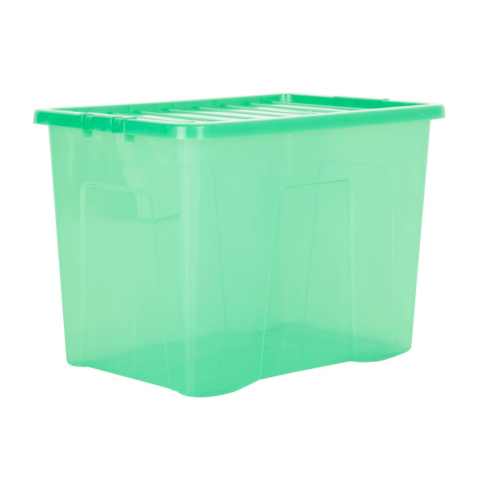 image 1 of Wham Crystal 4 x 80L Stackable Plastic Storage Boxes with Lids