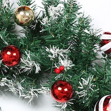 Neo 2m Candy Cane Baubles Garland Festive Foliage Garland Wreath PVC Christmas Decoration | Green | Green Red