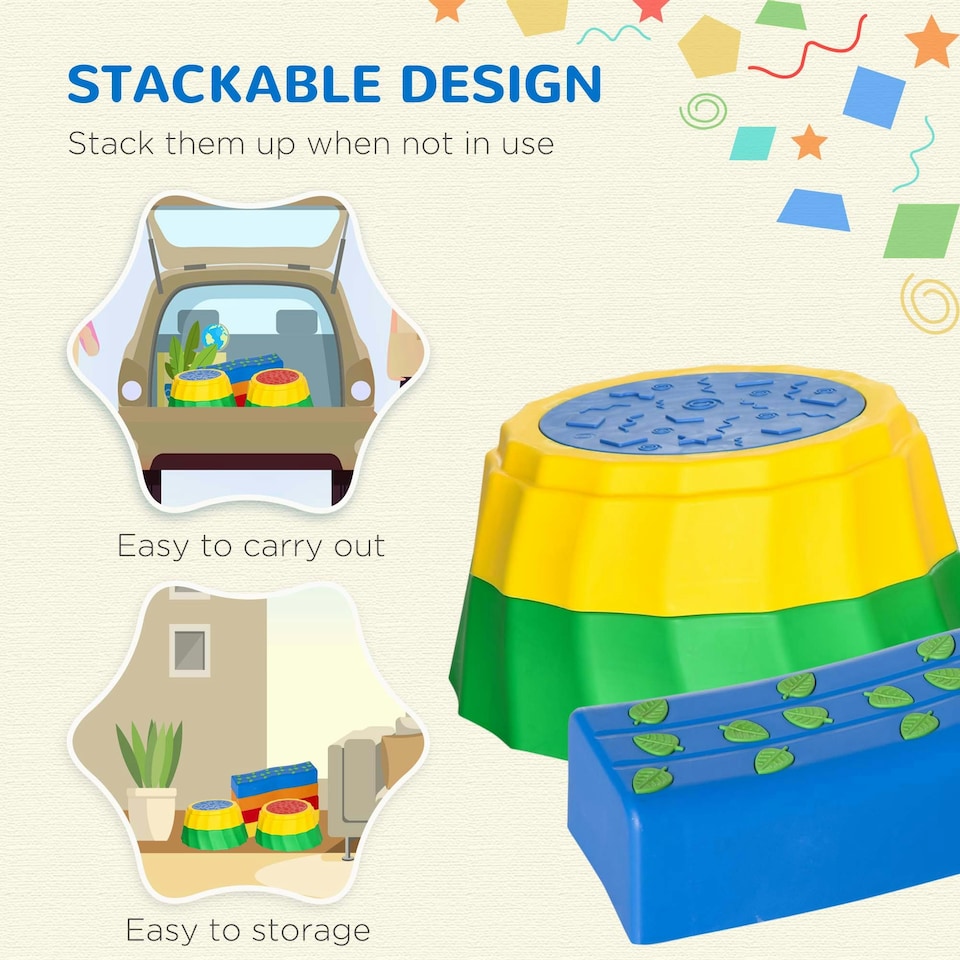 image 1 of Outsunny Eight-Piece Kids Stepping Stones w/ Non-Slip Surface & Bottom, for Kids