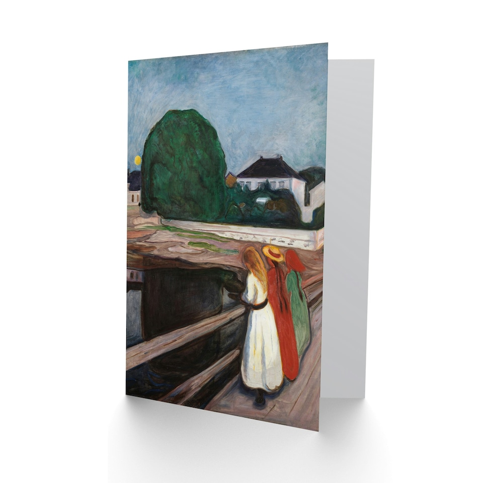 image 1 of Edvard Munch Art Card Young Girls on the Bridge