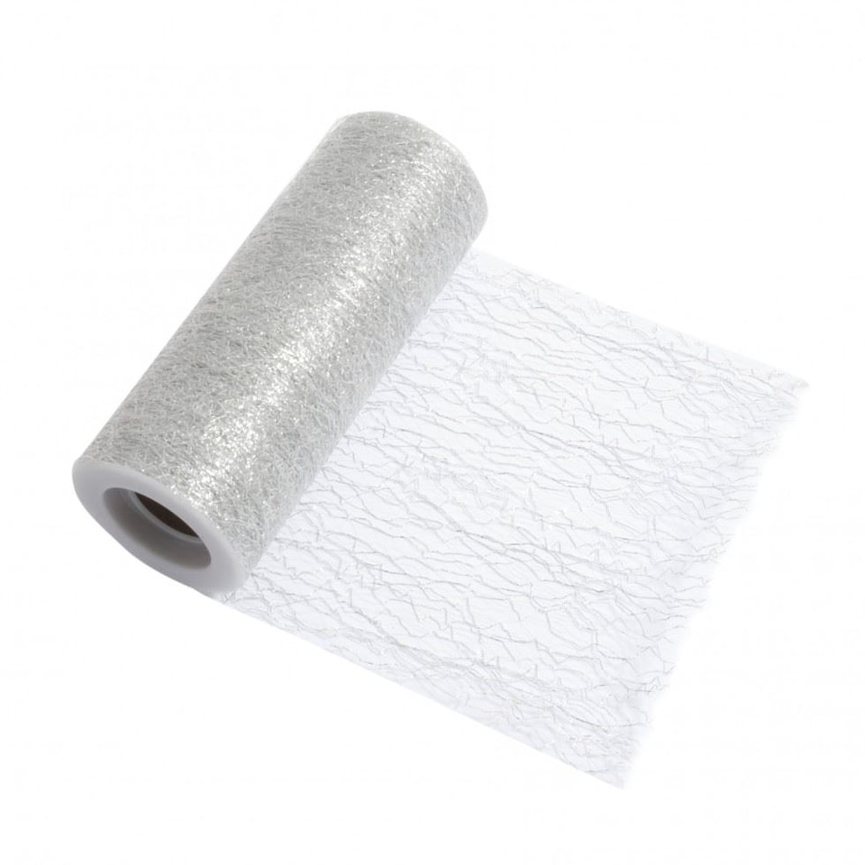 Minerva Silver 150mm Mesh Tulle Roll for Dressmaking - per 10 metre roll