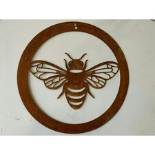 Bee in a Circle Large Garden Wall Art - Bare Metal/Ready to Rust