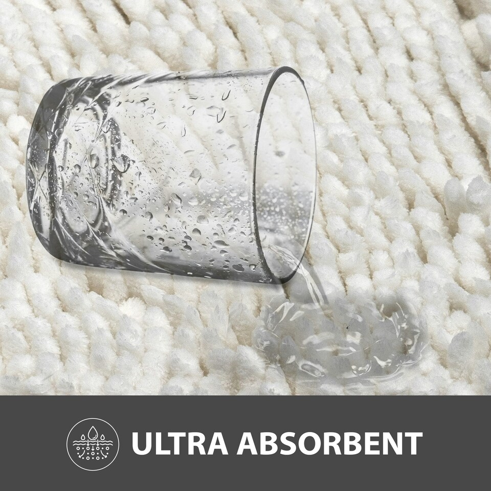 image 1 of Non Slip Bath Mat Water Absorbent Shower Mats Machine Washable Bathroom Rug, White | White