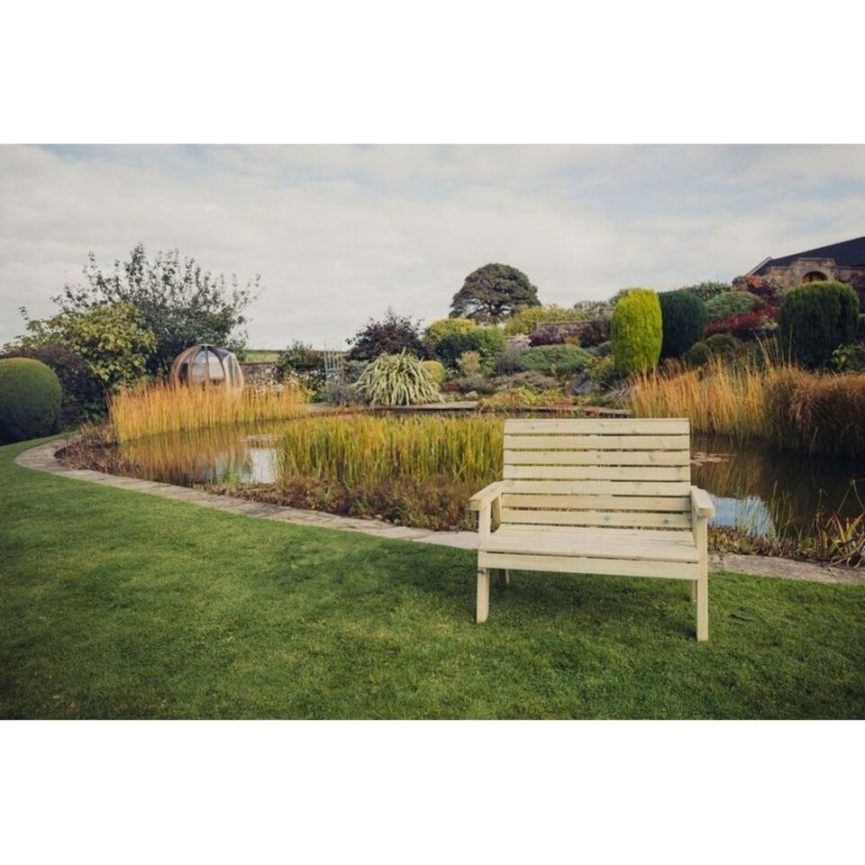image 1 of Clover 2 Seat Garden Bench - Swedish Redwood - L75 x W120 x H90 cm - Minimal Assembly Required Brown