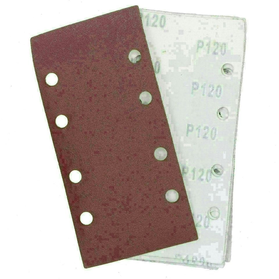 image 1 of Hook + Loop 1/3 Sheet Sanding Sander Sandpaper Pads 120 Grit 100 Pack