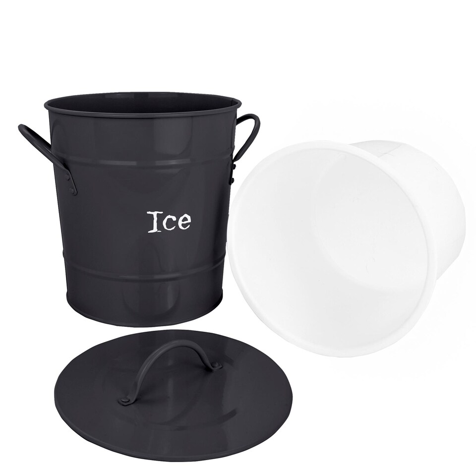 image 1 of Harbour Housewares Vintage Metal Ice Bucket with Scoop - Black