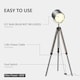 image 7 of HOMCOM Floor Lamp with Adjustable Tripod for Living Room Bedroom, Vintage Spotlight Reading Lamp with Wood Legs, 115155cm, Grey