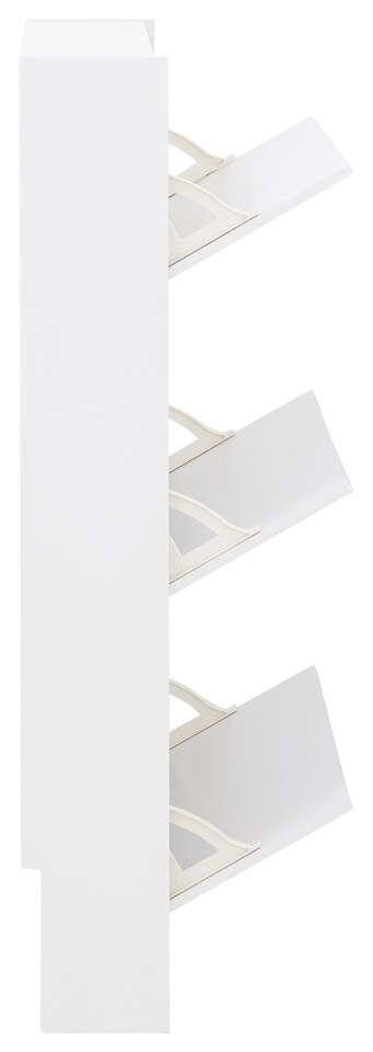 image 1 of Narrow High Gloss 3 Tier Shoe Cabinet | White | White