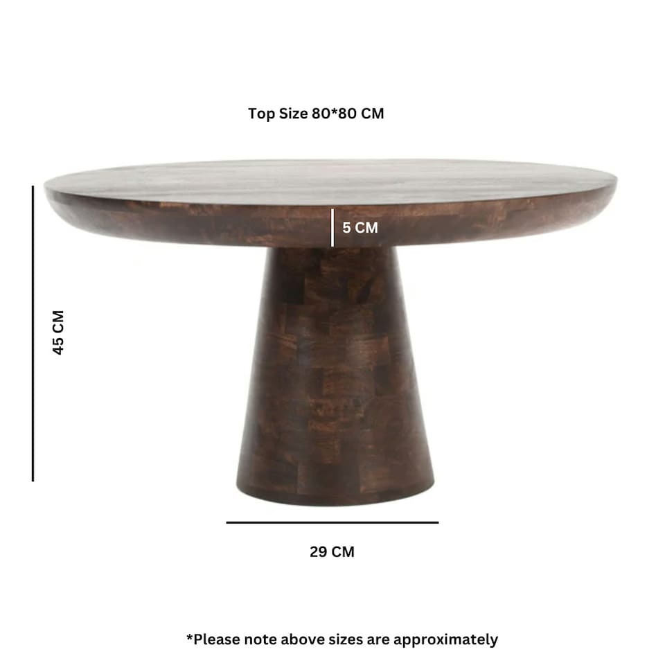 image 1 of Monco Dark Mango Wood Round Coffee Table Brown