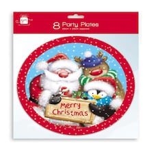 Pack of 8 Kids Christmas Party Plates