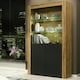 image 7 of Oak Display Cabinet 100cm Matt Finish Free LED Modern Tall Storage Unit Multi | Oak & Black