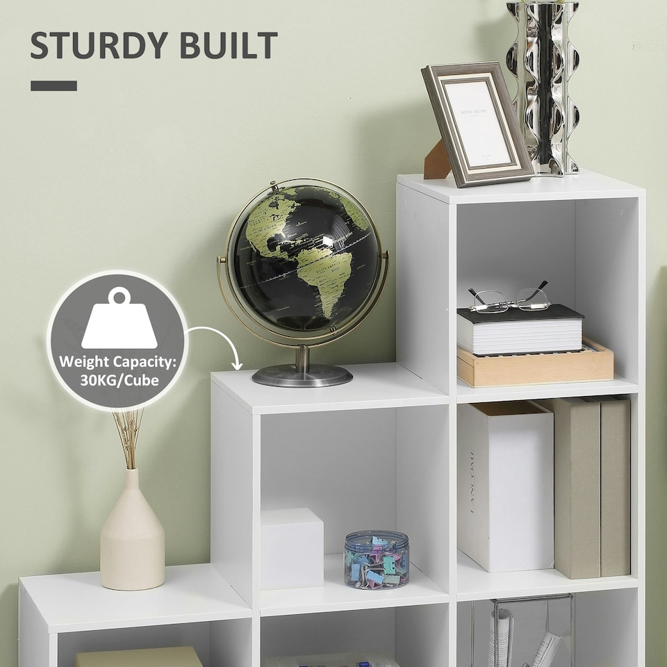 image 1 of HOMCOM Storage Cabinet with 6 Cubes Closet Organiser with 3-Tier Shelf, White