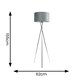 image 3 of ValueLights Camden Chrome Tripod Floor Lamp and Grey Velvet Shade Grey