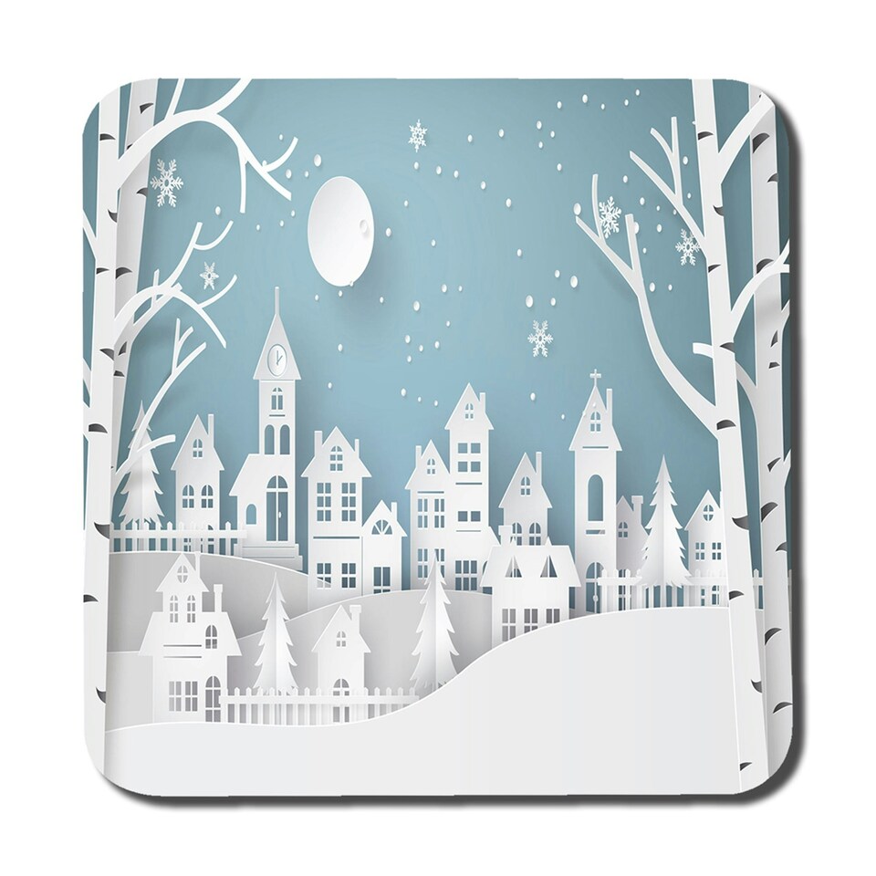 Winter snow urban countryside (coaster)