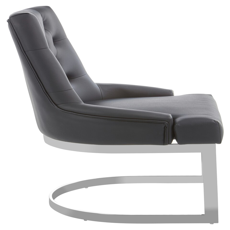 image 1 of Interiors by Premier Contemporary Black Faux Leather Dining Chair, Sleek Chrome Finish Modern Chair, Plush Armless Accent Chair Black